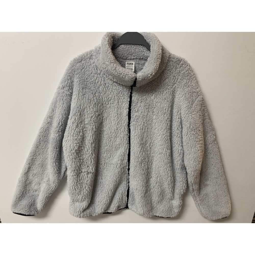 Pink Victoria Secret Fleece Jacket Womens XL Gray Sherpa Fleece Full Zip